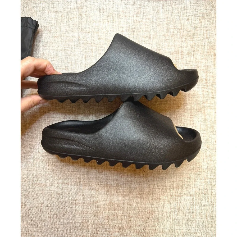 YS-01 Black Comfort Slides Chunky Platform Open Toe Sandals Mens Size 6 NEW